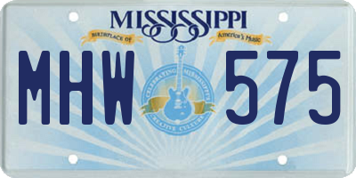 MS license plate MHW575