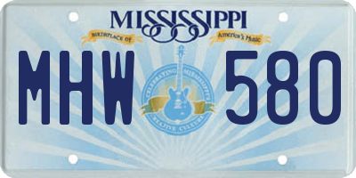 MS license plate MHW580