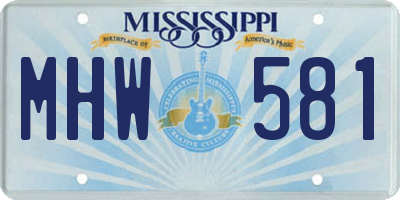 MS license plate MHW581
