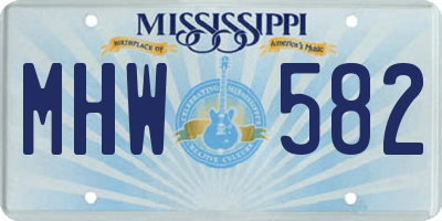 MS license plate MHW582
