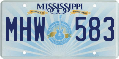 MS license plate MHW583