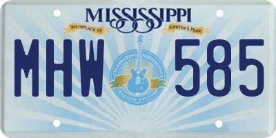 MS license plate MHW585