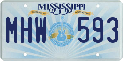 MS license plate MHW593