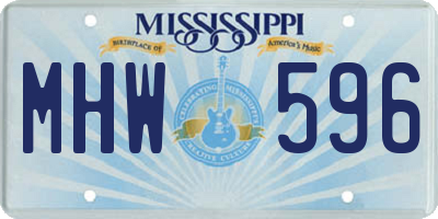 MS license plate MHW596