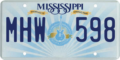 MS license plate MHW598