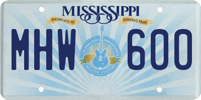 MS license plate MHW600