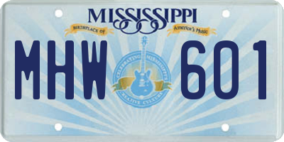 MS license plate MHW601