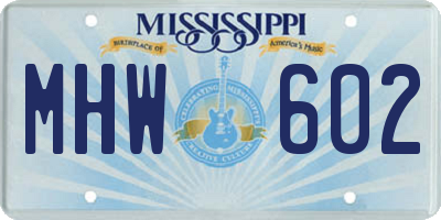 MS license plate MHW602