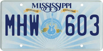 MS license plate MHW603