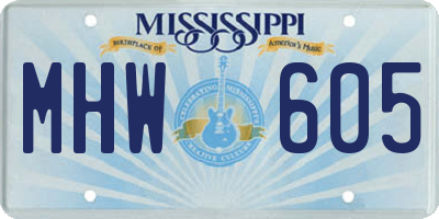 MS license plate MHW605