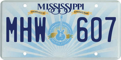 MS license plate MHW607