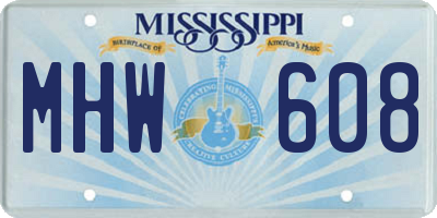 MS license plate MHW608