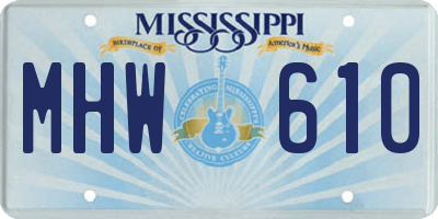 MS license plate MHW610