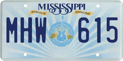 MS license plate MHW615
