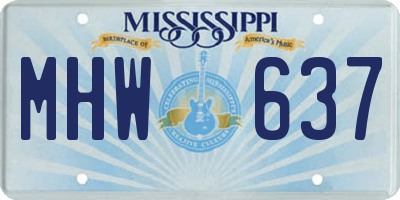 MS license plate MHW637