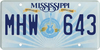 MS license plate MHW643