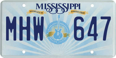 MS license plate MHW647