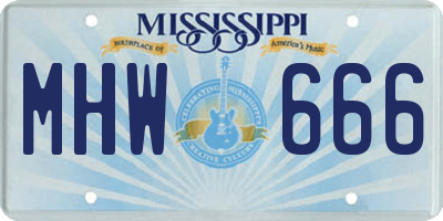 MS license plate MHW666
