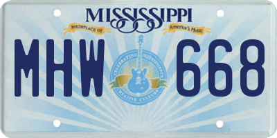 MS license plate MHW668