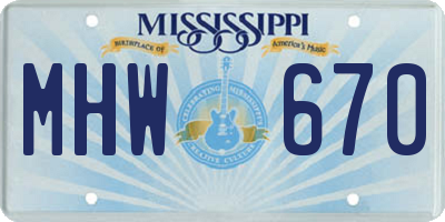 MS license plate MHW670