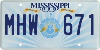 MS license plate MHW671