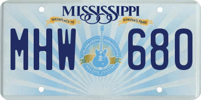 MS license plate MHW680