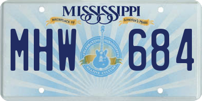 MS license plate MHW684