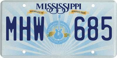 MS license plate MHW685