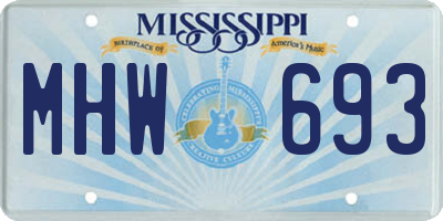 MS license plate MHW693