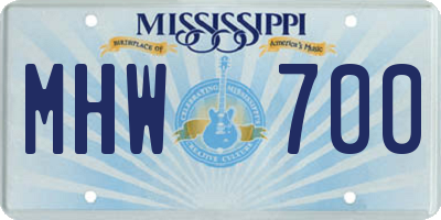 MS license plate MHW700