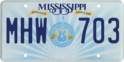 MS license plate MHW703