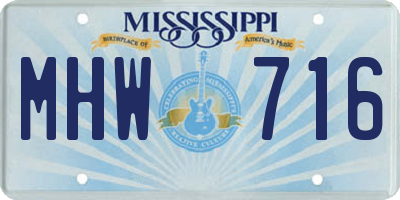 MS license plate MHW716