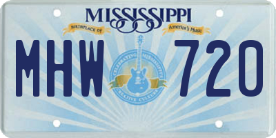 MS license plate MHW720