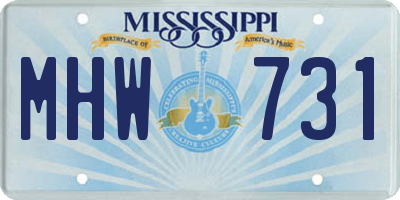 MS license plate MHW731