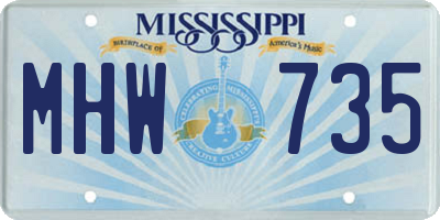 MS license plate MHW735