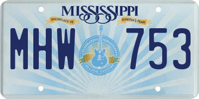 MS license plate MHW753