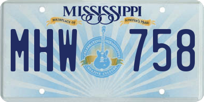 MS license plate MHW758