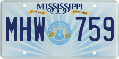 MS license plate MHW759