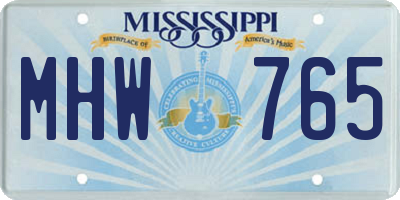 MS license plate MHW765