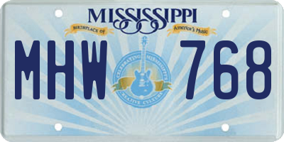 MS license plate MHW768