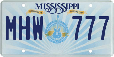 MS license plate MHW777