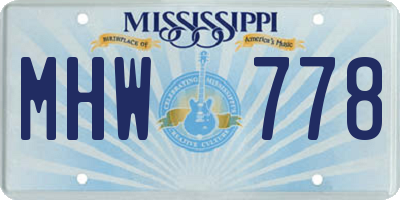MS license plate MHW778
