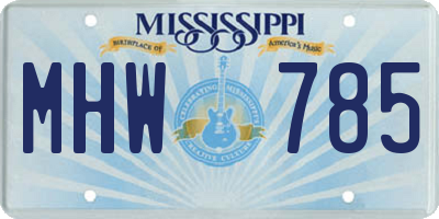 MS license plate MHW785