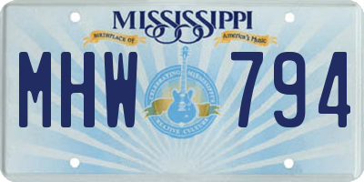 MS license plate MHW794