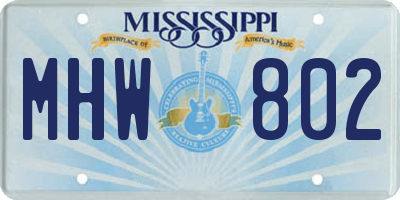 MS license plate MHW802