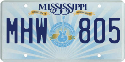 MS license plate MHW805