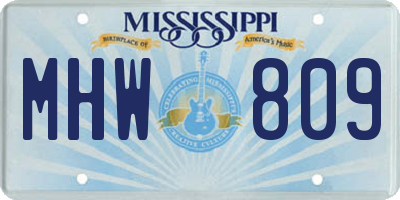 MS license plate MHW809