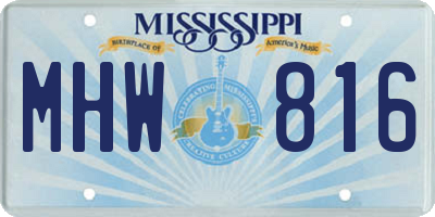 MS license plate MHW816