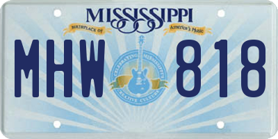 MS license plate MHW818