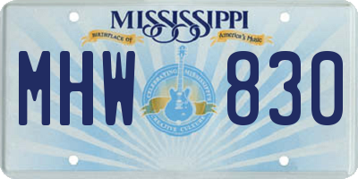MS license plate MHW830